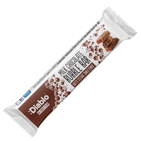 Baton z mlecznej bąbelkowej czekolady bez dodatku cukru Diablo, 35g Baton z mlecznej bąbelkowej czekolady bez dodatku cukru Diablo, 35g