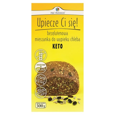 Bezglutenowa mieszanka do wypieku chleba KETO Pięć Przemian 500g Bezglutenowa mieszanka do wypieku chleba KETO Pięć Przemian 500g