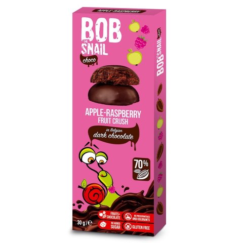 Bob Snail jabłko-malina w ciemnej czekoladzie Bob Snail, 30g Bob Snail jabłko-malina w ciemnej czekoladzie Bob Snail, 30g
