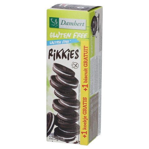 Ciastka z nadzieniem bez glutenu, bez laktozy Damhert, 125g Ciastka z nadzieniem bez glutenu, bez laktozy Damhert, 125g