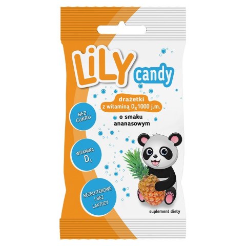 Drażetki o smaku ananasowym z witaminą C i D LILY Candy, 40g Drażetki o smaku ananasowym z witaminą C i D LILY Candy, 40g