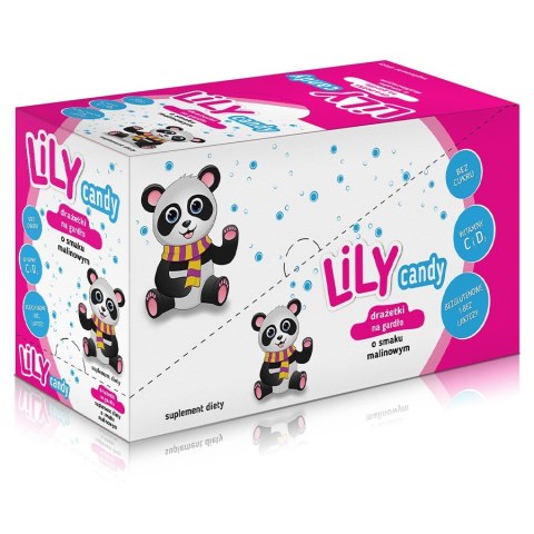 Drażetki o smaku malinowym na gardło LILY Candy, 40g Drażetki o smaku malinowym na gardło LILY Candy, 40g