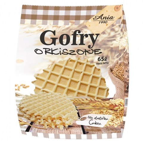 Gofry orkiszowe, bez dodatku cukru Ania, 65g Gofry orkiszowe, bez dodatku cukru Ania, 65g