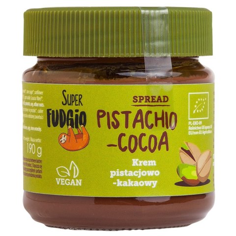 Krem pistacjowo-kakaowy bezglutenowy Super Fudgio BIO 190g Krem pistacjowo-kakaowy bezglutenowy Super Fudgio BIO 190g