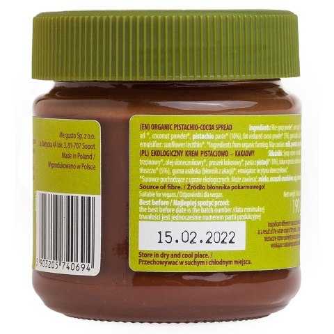 Krem pistacjowo-kakaowy bezglutenowy Super Fudgio BIO 190g Krem pistacjowo-kakaowy bezglutenowy Super Fudgio BIO 190g