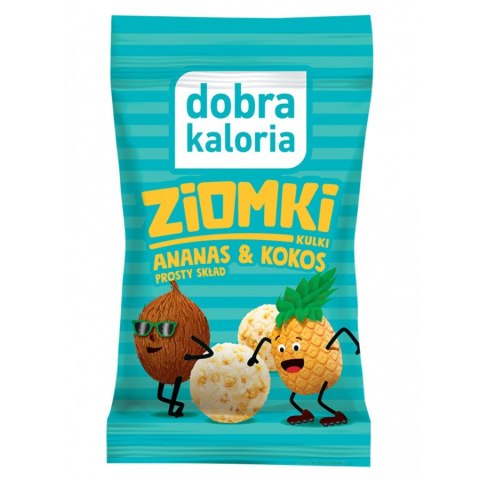 Kulki owocowe ZIOMKI Ananas i Kokos Dobra Kaloria, 24g Kulki owocowe ZIOMKI Ananas i Kokos Dobra Kaloria, 24g
