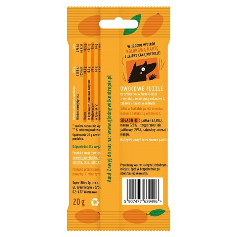 Owocowe puzzle żelki z naturalną witaminą C - mango Głodny Wilk 20g Owocowe puzzle żelki z naturalną witaminą C - mango Głodny Wilk 20g