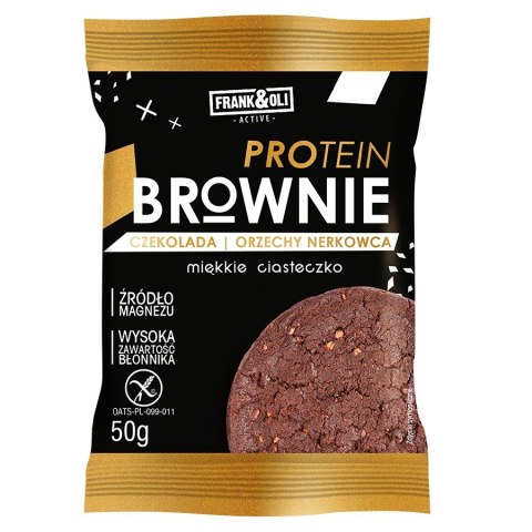Protein Brownie Czekolada i Orzech Nerkowca Frank&Oli, 50g Protein Brownie Czekolada i Orzech Nerkowca Frank&Oli, 50g