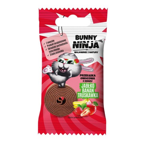 Przekąska owocowa o smaku jabłko-banan-truskawka Bunny Ninja, 15g Przekąska owocowa o smaku jabłko-banan-truskawka Bunny Ninja, 15g