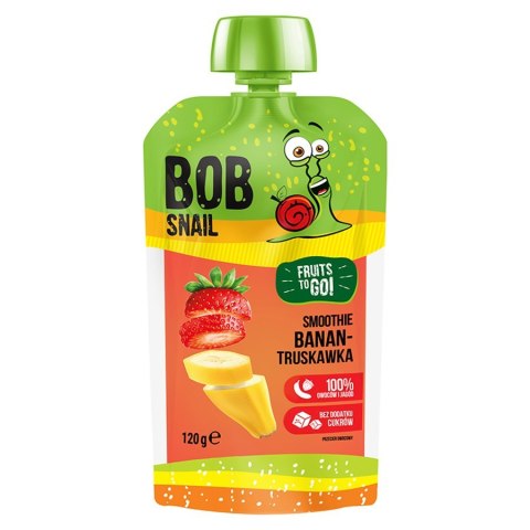 Smoothie bananowo-truskawkowe bez dodatku cukru Bob Snail, 120g Smoothie bananowo-truskawkowe bez dodatku cukru Bob Snail, 120g