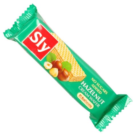 Wafelek z kremem z orzechów laskowych bez dodatku cukru Sly Nutritia 20g Wafelek z kremem z orzechów laskowych bez dodatku cukru Sly Nutritia 20g