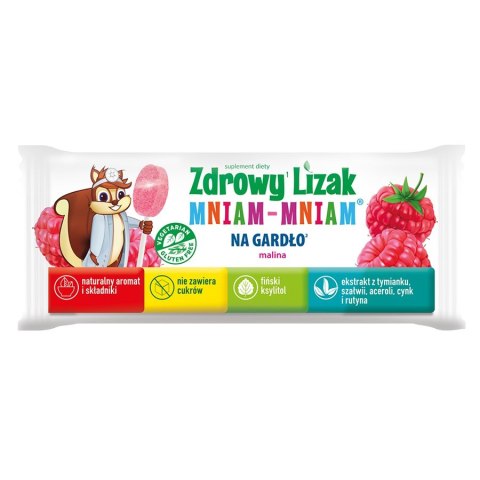 Zdrowy Lizak Mniam-Mniam na gardło o smaku malinowym Starpharma, 6g Zdrowy Lizak Mniam-Mniam na gardło o smaku malinowym Starpharma, 6g