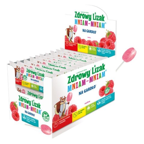 Zdrowy Lizak Mniam-Mniam na gardło o smaku malinowym Starpharma, 6g Zdrowy Lizak Mniam-Mniam na gardło o smaku malinowym Starpharma, 6g