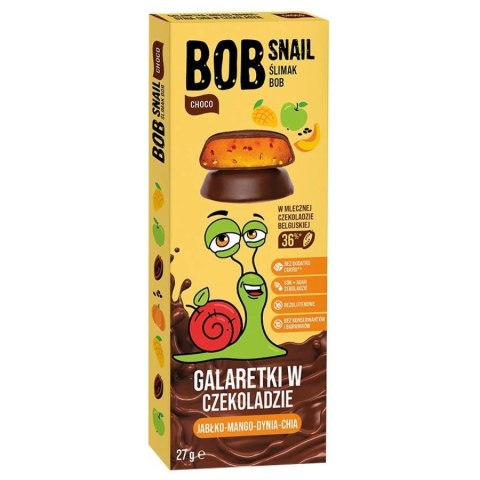 Bob Snail Galaretka jabłko-mango-dynia-chia w czekoladzie 27g Bob Snail Galaretka jabłko-mango-dynia-chia w czekoladzie 27g