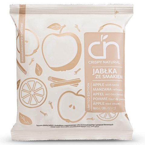 Chipsy z jabłka o smaku pomarańczowo-korzennym Crispy Natural, 18 g Chipsy z jabłka o smaku pomarańczowo-korzennym Crispy Natural, 18 g