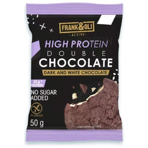 Ciastko proteinowe - podwójna czekolada ciemna i biała Frank&Oli, 50g Ciastko proteinowe - podwójna czekolada ciemna i biała Frank&Oli, 50g
