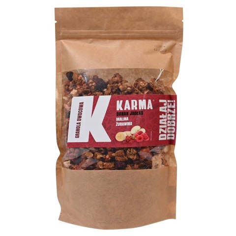 GRANOLA OWOCOWA - banan, jabłko, malina, żurawina Karma, 250g GRANOLA OWOCOWA - banan, jabłko, malina, żurawina Karma, 250g
