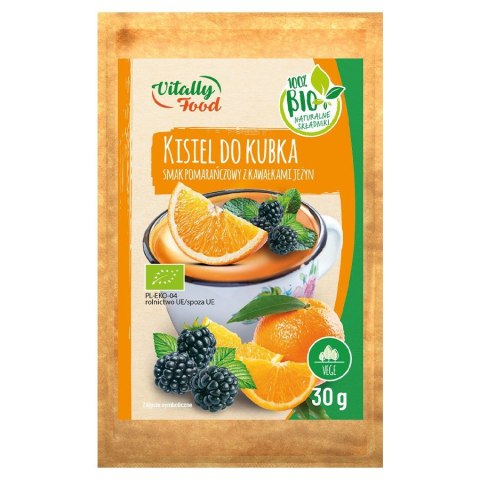 Kisiel do kubka pomarańczowy z owocami Vitally Food BIO, 30g Kisiel do kubka pomarańczowy z owocami Vitally Food BIO, 30g