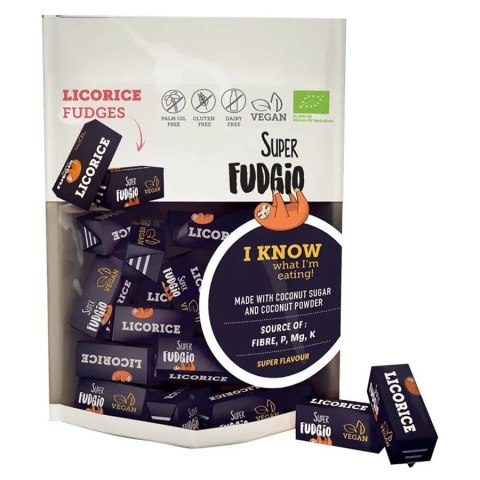 Krówki bezmleczne z lukrecją EKO Super Fudgio, 150g Krówki bezmleczne z lukrecją EKO Super Fudgio, 150g