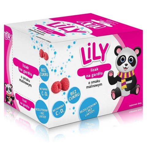 Lizak na gardło o smaku malinowym LILY, 8g Lizak na gardło o smaku malinowym LILY, 8g