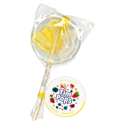 Lizak o smaku kokos-ananas bez dodatku cukru, 18g Lizak o smaku kokos-ananas bez dodatku cukru, 18g