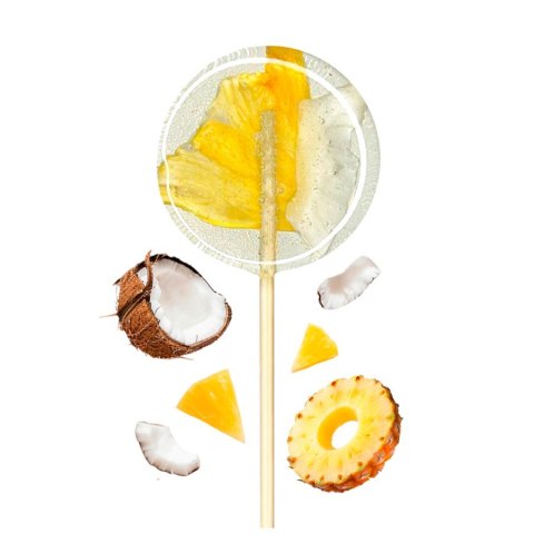 Lizak o smaku kokos-ananas bez dodatku cukru, 18g Lizak o smaku kokos-ananas bez dodatku cukru, 18g