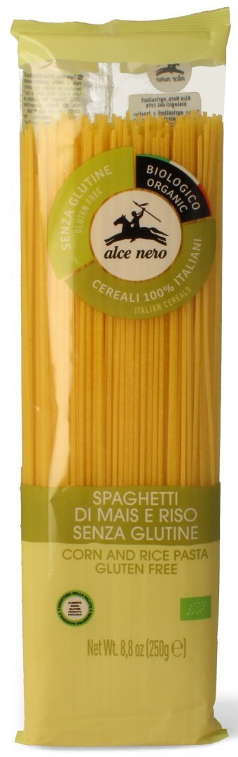 MAKARON (KUKURYDZIANO - RYŻOWY) SPAGHETTI BEZGLUTENOWY BIO 250 g - ALCE NERO MAKARON (KUKURYDZIANO - RYŻOWY) SPAGHETTI BEZGLUTENOWY BIO 250 g - ALCE NERO