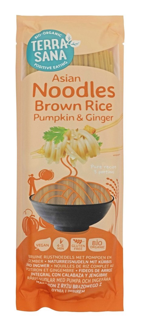 MAKARON (RYŻOWY RAZOWY Z DYNIĄ I IMBIREM) BEZGLUTENOWY BIO 250 g - TERRASANA MAKARON (RYŻOWY RAZOWY Z DYNIĄ I IMBIREM) BEZGLUTENOWY BIO 250 g - TERRASANA