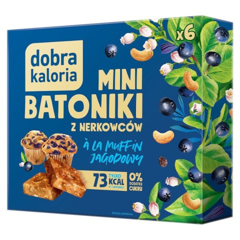 Minibatoniki z nerkowców - muffin jagodowy Dobra Kaloria 6x17g Minibatoniki z nerkowców - muffin jagodowy Dobra Kaloria 6x17g