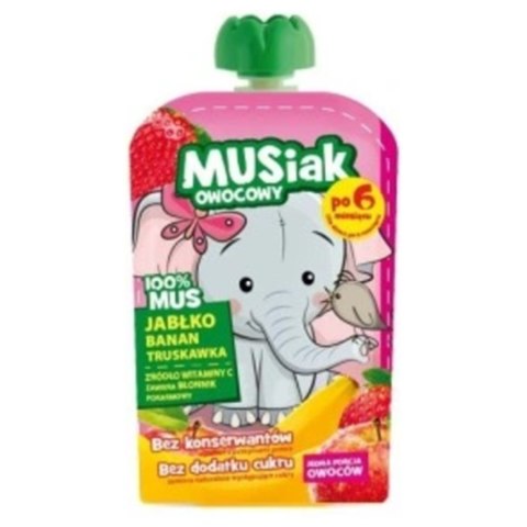 Mus owocowy jabłko banan truskawka MUSIAK, 100g Mus owocowy jabłko banan truskawka MUSIAK, 100g