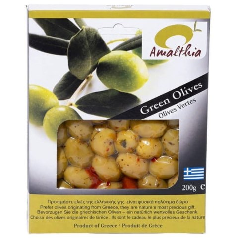 Oliwki zielone Extra Jumbo całe AMALTHIA vacuum, 200g Oliwki zielone Extra Jumbo całe AMALTHIA vacuum, 200g
