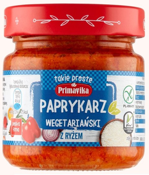 PAPRYKARZ WEGAŃSKI Z RYŻEM BEZGLUTENOWY 160 g - PRIMAVIKA PAPRYKARZ WEGAŃSKI Z RYŻEM BEZGLUTENOWY 160 g - PRIMAVIKA
