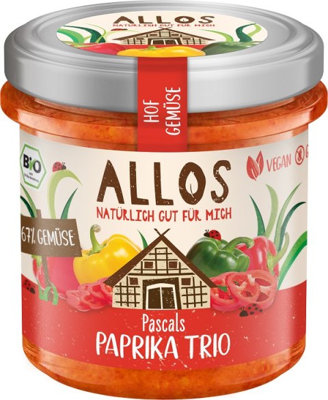 PASTA WARZYWNA Z TRZEMA RODZAJAMI PAPRYKI BEZGLUTENOWA BIO 135 g - ALLOS PASTA WARZYWNA Z TRZEMA RODZAJAMI PAPRYKI BEZGLUTENOWA BIO 135 g - ALLOS