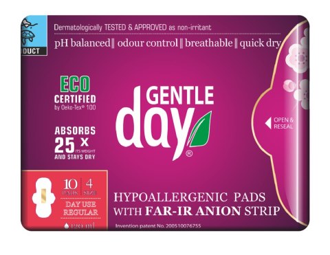 PODPASKI HIGIENICZNE Z PASKIEM ANIONOWYM NA DZIEŃ 10 szt. - GENTLE DAY PODPASKI HIGIENICZNE Z PASKIEM ANIONOWYM NA DZIEŃ 10 szt. - GENTLE DAY