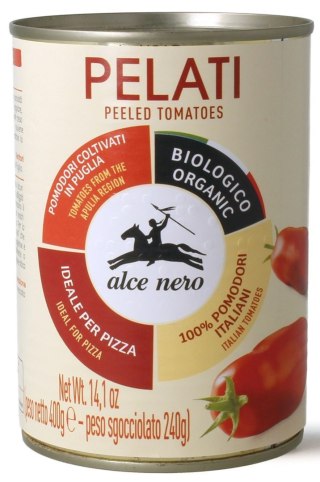 POMIDORY PELATI BEZ SKÓRY BIO 400 g - ALCE NERO