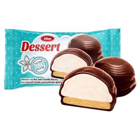 Pianki na ciastku w polewie kakaowej „Dessert" bez laktozy Klim, 50g Pianki na ciastku w polewie kakaowej „Dessert" bez laktozy Klim, 50g
