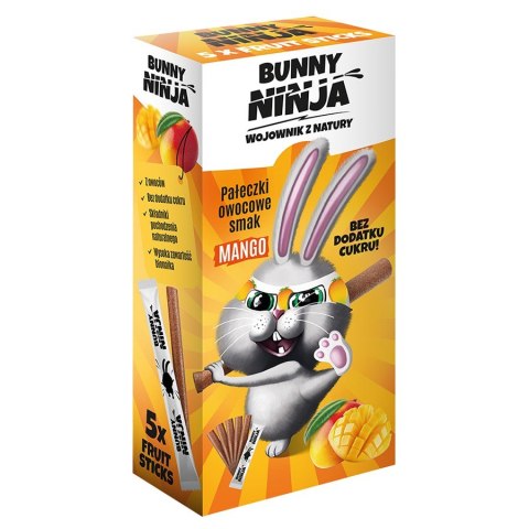 Przekąski owocowe w kształcie pałeczek o smaku mango Bunny Ninja, 5x10g Przekąski owocowe w kształcie pałeczek o smaku mango Bunny Ninja, 5x10g