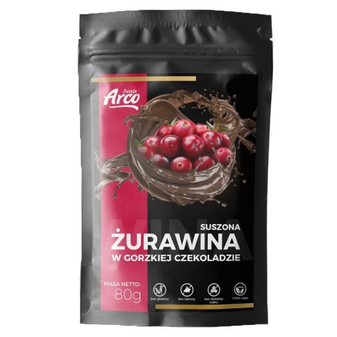 Suszona żurawina w czekoladzie bez cukru Arco Sweets, 80g Suszona żurawina w czekoladzie bez cukru Arco Sweets, 80g