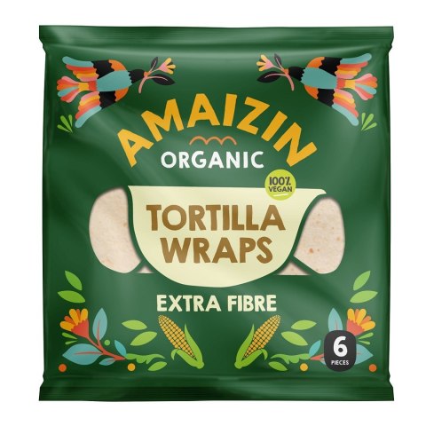 TORTILLA WRAPS Z OTRĘBAMI (ŹRÓDŁO BŁONNIKA POKARMOWEGO) BIO (6 szt.) 240 g - AMAIZIN TORTILLA WRAPS Z OTRĘBAMI (ŹRÓDŁO BŁONNIKA POKARMOWEGO) BIO (6 szt.) 240 g - AMAIZIN