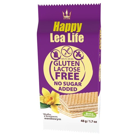 Wafle waniliowe bez glutenu laktozy i bez dodatku cukru Lea Life 48g Wafle waniliowe bez glutenu laktozy i bez dodatku cukru Lea Life 48g