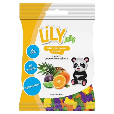 Żelki z zestawem witamin o smaku owoców tropikalnych LILY Jelly, 80g Żelki z zestawem witamin o smaku owoców tropikalnych LILY Jelly, 80g