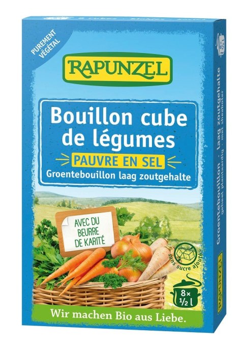 BULION - KOSTKI WARZYWNE BEZ DODATKU CUKRÓW O NISKIEJ ZAWARTOŚCI SOLI (NIEBIESKIE) BIO (8 x 8,5 g) 68 g - RAPUNZEL BULION - KOSTKI WARZYWNE BEZ DODATKU CUKRÓW O NISKIEJ ZAWARTOŚCI SOLI (NIEBIESKIE) BIO (8 x 8,5 g) 68 g - RAPUNZEL