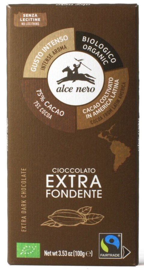 CZEKOLADA GORZKA 75 % FAIR TRADE BEZGLUTENOWA BIO 100 g - ALCE NERO CZEKOLADA GORZKA 75 % FAIR TRADE BEZGLUTENOWA BIO 100 g - ALCE NERO