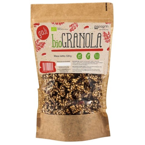 GRANOLA Z GOJI BEZ DODATKU CUKRÓW BEZGLUTENOWA BIO 320 g - PAPAGRIN GRANOLA Z GOJI BEZ DODATKU CUKRÓW BEZGLUTENOWA BIO 320 g - PAPAGRIN