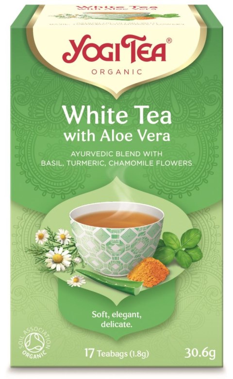 HERBATA BIAŁA Z ALOESEM (WHITE TEA WITH ALOE VERA) BIO (17 x 1,8 g) 30,6 g - YOGI TEA HERBATA BIAŁA Z ALOESEM (WHITE TEA WITH ALOE VERA) BIO (17 x 1,8 g) 30,6 g - YOGI TEA