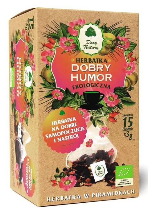 HERBATKA DOBRY HUMOR PIRAMIDKI BIO (15 x 3 g) 45 g - DARY NATURY HERBATKA DOBRY HUMOR PIRAMIDKI BIO (15 x 3 g) 45 g - DARY NATURY