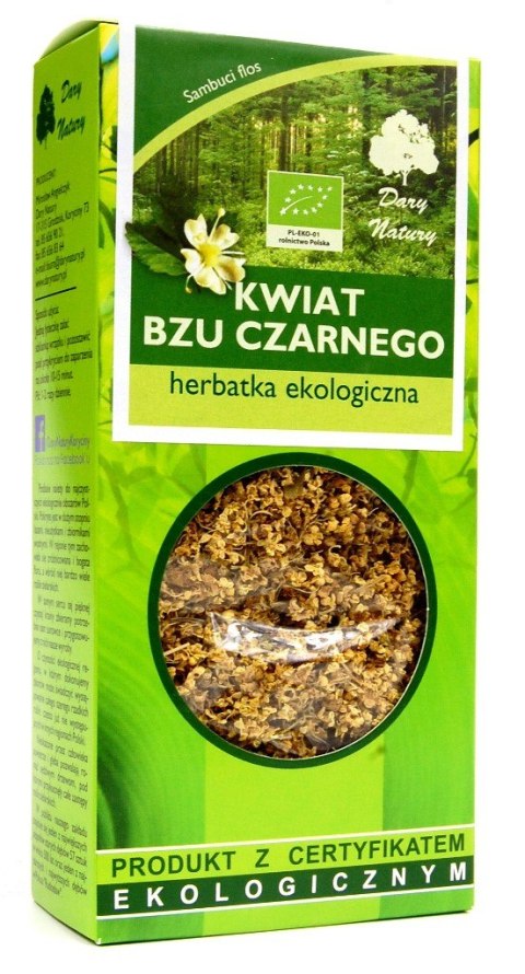 HERBATKA Z KWIATU CZARNEGO BZU BIO 50 g - DARY NATURY HERBATKA Z KWIATU CZARNEGO BZU BIO 50 g - DARY NATURY