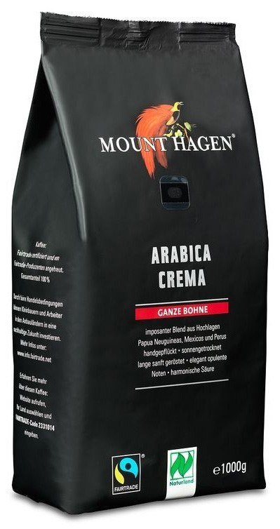 KAWA ZIARNISTA ARABICA 100 % CREMA FAIR TRADE BIO 1 kg - MOUNT HAGEN KAWA ZIARNISTA ARABICA 100 % CREMA FAIR TRADE BIO 1 kg - MOUNT HAGEN