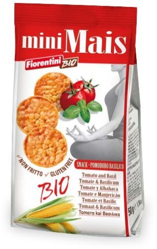 KRĄŻKI KUKURYDZIANE Z POMIDORAMI I BAZYLIĄ BEZGLUTENOWE BIO 50 g - FIORENTINI KRĄŻKI KUKURYDZIANE Z POMIDORAMI I BAZYLIĄ BEZGLUTENOWE BIO 50 g - FIORENTINI
