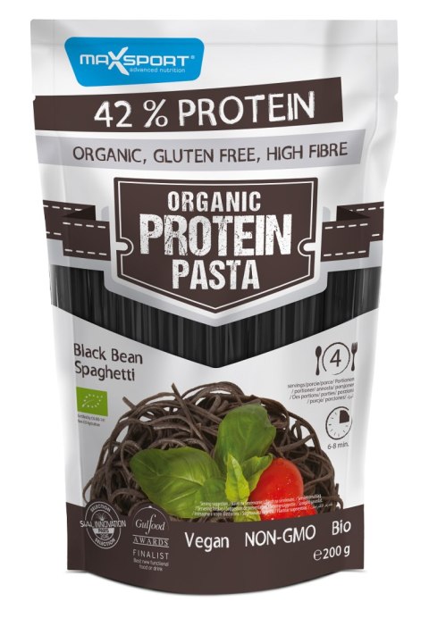 MAKARON PROTEINOWY (Z FASOLI CZARNEJ) SPAGHETTI BEZGLUTENOWY BIO 200 g - MAXSPORT MAKARON PROTEINOWY (Z FASOLI CZARNEJ) SPAGHETTI BEZGLUTENOWY BIO 200 g - MAXSPORT